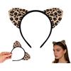 HUILLIGHT Cerchietti Orecchie da Leopardo, 1pz Accessori Costume Cosplay per Donne Bambini, Cerchietto Leopardato Regolabile per Halloween, Carnevale, Feste a Tema