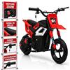 TOYSCAR Moto Elettrica per Bambini 24V 10Ah Thunder Pro Motore 350W, Minimoto Elettrica Moto Cross Elettrica, Pit Bike Elettrica, Ruote Gonfiabili 12 Freno a Disco, Sedile in Pelle, 5-10 Anni (Rosso)