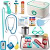 Sundaymot Dottore Giocattolo Valigetta del Medico Kit, giocattolo con stetoscopio, termometro, siringa e pratico per bambini, gioco di ruolo, regalo medico a partire dai 3 ai 4 e 5 anni