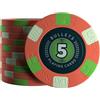 Bullets Playing Cards, 25 x chip da poker in ceramica Richie, valore 5, per set da poker, 10 g, 4 cm di diametro (rosso)