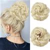 KEYRI 1 pezzo di chignon disordinato con fascia elastica per capelli ricci ondulati, facili da usare, accessori sintetici per coda di cavallo (biondo scuro)