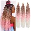 Labooe Ocean Wave Braiding Hair for Black Women Deep Wave Crochet Hair Ocean Wave Crochet Synthetic Hair Extension for Boho Braids (27/Pink/60#, 24inch-3packs)