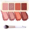 LYSdefeu Set di 4 palette di fard opachi con pennello, rosa, viola, arancione, fard in polvere minerale, blush contouring, trucco professionale a lunga durata, regalo di bellezza per donne, set 01