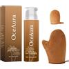 Henjunu Crema Autoabbronzante Corpo con Guanti,Crema Abbronzante Corpo,Autoabbronzante Guanti Mitt,per Tutti i Tipi di Pelle (100ml)