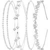 YEAMLTE Cerchietto Sposa Bride 4 Pezzi Cerchietti Strass Sottile In Argento Diadema Matrimonio Accessori Capelli Sposa Per Balli di Fine Anno, Feste e per Tutti i Giorni