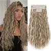 TESS Extension Capelli Clip Ricci 60 cm, Balayage biondo cenere (#16P613) 5 PCS Extension con Clip Lunga 250g con 17 Clips Sintetico Clip Capelli per Donna Onda di Mais