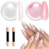 BISHENGYF Polvere Unghie Effetto Perla 2PCS BISHENGYF, Ultra-Fino 25nm Rosa Fatato e Bianco Perla con Polvere Cromata per Effetto Specchio Metallico, Set Manicure Senza Polveri per Decorazioni Unghie e Nail Art