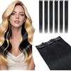 Elailite Extension Capelli Veri Clip Neri Remy Human Hair Naturali Set da 6 Ciocche Singole con Silk Lace 25cm 31gr per Volume/Mèches (#1 Jet Nero)