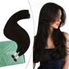 Ugeat Extension Capelli Veri Nanoring Marrone Scuro 45 cm Extension Capelli Veri Nano Ring Castano #2 Remy Lisci Invisibili Lunghezza Media 50 ciocche 50grammi