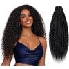 hair beauty PRE-LOOPED Brazilian Curly Hair Boho - extension per trecce a crochet capelli dall' aspetto naturale - Kanekalon 100 MECHAS 450Gr divisi in 5 pezzi + cuffia da notte in raso in omaggio (#1B, 20 50cm)