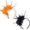 SAIIURV 2 Pezzi Copricapo Piumato di Fiori Artificiali, Donna Elegante Cerimonia Hair Band, Copricapo di Piume, Retrò Accessori per Capelli per Cocktail Nozze (Arancia, Nero, Taglia Unica)