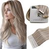 RUNATURE Extension Capelli Veri Adesive 35cm 50g 20pcs Grigio Biondo #19P60