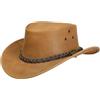 SCIPPIS Cappello in Pelle Wigan Uomo - Cappelli di Vacchetta da Cowboy con Fascia Estate/Inverno Primavera Estate Autunno Inverno - L (58-59 cm) Cognac