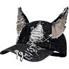 KYEQATY Cappello Con Orecchie Di Gatto Nero Strappato Y2k Con Cerchio In Metallo Cappello Da Baseball Estetico Punk Grunge Protezione Solare Taglia Unica Adatto Per La maggior parte Cappelli Da Baseball, Nero