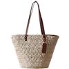 Junerain Borse di paglia da donna fatte a mano in tessuto Tote Borse di paglia for viaggi in spiaggia, estate Boho femminile paglia borse a tracolla, cachi