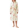 HZPHQY Accappatoio da donna in morbido pile con stampa floreale con frutta, accappatoio caldo, accappatoio lungo kimono con tasca, giallo, S