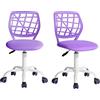 FurnitureR FR Carnation Viola scrivania Ufficio in Tessuto ergonomica da Studio Senza braccioli, Sedia Girevole Regolabile in Altezza, Set di 2, Metallo, 40x38.5x87cm