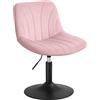 VASAGLE Sgabello da Trucco, Schienale, Sedia da Toeletta Regolabile in Altezza, Girevole a 360°, Camera da Letto Sala da Pranzo Postazione Trucco, Velluto, Rosa Pastello LJB160SA01
