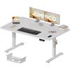 JUMMICO Scrivania Elettrica Regolabile in Altezza 140 x 70 cm, Modello Ergonomico Seduta/In Piedi, Dotata di Vassoio Cavi e Porta USB, Ideale per PC e Ufficio, Bianco