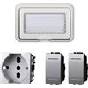 A2ZWORLD Kit Placca Scatola 504 IP55, 4 Moduli 1 Presa Schuko P40 + 2 Interruttore, Compatibile Con Bticino Living, Colore Grigio, Placca Stagna Idrobox Incasso Da Esterno