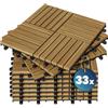 Casaria Piastrelle Legno Acacia 33pz Certificato FSC® Mattonelle 3m² ad Incastro 30x30cm Esterno Mosaico Quattro