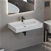 Aqua Bagno lavabo in ceramica 80 cm bianco - lavabo da appoggio rettangolare per bagno moderno, design con bordo sottile, superficie facile da pulire, montaggio a parete o su piano
