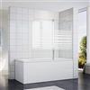 SONNI Parete Vasca da Bagno Doccia 120x140cm, Parete Sopravasca, con Barra Stabilizzatrice, Smerigliato Vetro Trasparente 5mm per Vasca da Bagno, Attacco Vasca, Schermo Doccia per Vasca