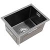 JDBDU Lavello da cucina in acciaio inox, 40 x 30 cm, da incasso, doppio lavello nero, con cestello per garage, lavanderia, cantina, bar