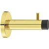 Gedotec Fermaporta da parete in acciaio inox PVD in ottone lucidato con gancio appendiabiti - H8055 - Profondità: 90 mm - Gommini per montaggio a parete - 1 pezzo - Fermaporta