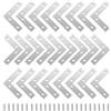 SyiXute 25 Pezzi Staffe Angolari in Acciaio Inox,Staffa Angolare Piatta a Forma di L,Angolo Retto Angolari Staffe con 100 Viti per Riparazione Mensola di Legno Tavolo Sedia,60 * 60 mm