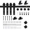 HOMCOM 200 cm, set completo di porte scorrevoli con guida a pavimento, guide scorrevoli, ruote scorrevoli, in acciaio al carbonio per doppia porta scorrevole