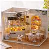 zuuton Kit fai da te per la costruzione di una casa delle bambole in miniatura in legno, piccola casa giocattolo con mobili, regalo di compleanno, artigianato in legno, casa delle bambole
