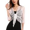 MOLLDAN Top da donna con coprispalle trasparente lucido e cravatta, cardigan aperto sul davanti, top in maglia leggera sopra il cappotto