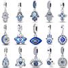 Qikaola 925 Sterling Silver Misteriosa Farfalla Blu Occhio del Diavolo Mano di Fatima Pendenti con Ciondoli Perline Misura I Braccialetti Qikaola Gioielli FAI DA TE