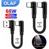 olaf Cavo dati corto da 0,25 m/0,5 m Gomito da 90 gradi Cavo di ricarica rapida da USB A/USB C a tipo C per Iphone 15 16 Xiaomi Samsung Huawei
