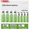 Rscrola Nuova batteria ricaricabile al litio da 1,5 V AA 13600 mAh + AAA 6800 mAh, batteria agli ioni di litio a ricarica rapida USB, 2000 cicli con cavo USB-C