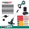 POSENPRO Tagliaerba da 20 V e tagliabordi per tosaerba Diametro di taglio 26 cm Angolo di taglio regolabile, albero telescopico, impugnatura ausiliaria