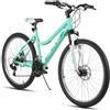 HILAND Bicicletta da montagna Hiland da 26 pollici per donna, 18 velocità con forcella ammortizzata anteriore, doppio freno a disco meccanico, telaio in alluminio MTB