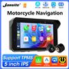 jansite Navigazione per moto da 5 pollici Wireless CarPlay Android Auto Dual Bluetooth IPX7 Display impermeabile Supporto per monitor Moto TPMS