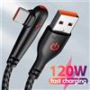 NONE Cavo intrecciato a ricarica rapida da USB a tipo C da 120 W Cavo dati per caricabatterie per telefono USB-C a gomito 6A per Oneplus iPhone Samsung Xiaomi Huawei