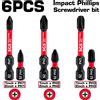 NONE Set di punte per cacciavite Phillips Ph1/Ph2/Ph3 50/25 mm resistenti agli urti ad alta durezza da 2/6 pezzi, forte magnetico e antiscivolo, perfettamente compatibile con gli utensili elettrici