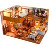 Tinamic Kit modello in miniatura in legno fai-da-te Loft moderno Casa Villa Case di bambole puzzle 3D con luci per mobili per regali di compleanno di amici