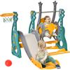 HOMCOM Scivolo e Altalena per Bambini 4 in 1, Parco Giochi per Bambini con Canestro da Basket, Scivolo, Altalena, Seduta