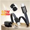 olaf Cavo USB C a Type-C/Lightning da 60W con portachiavi, cavo dati corto per ricarica rapida, power bank per iPhone, Xiaomi, Samsung, Huawei e altri cellulari.