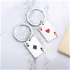 Smspring 1 Pezzo Portachiavi in Acciaio Inossidabile con Asso di Cuori e Picche Portafortuna, per Donna e Uomo, Nero Rosso, a Forma di Carta da Poker Quadrata, Accessorio per Borsa