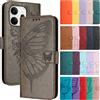 KL-Boutiques Custodia a libro in pelle con goffratura classica per OPPO Reno15F FS 5G, Reno15, Reno15C, con slot per carte e cover posteriore