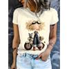 NONE T-Shirt da Donna con Stampa 3D Cartoon, Moda Estiva con Collo Tondo, Nuovi Top Versatili e Casual, Abbigliamento Femminile