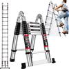 NONE Scala Telescopica - Scala Pieghevole Telescopica in Acciaio Inossidabile, Scala a Forma di A, Robusta e Durevole, 3,8 m/12,5 ft (6,2 ft + 6,2 ft)