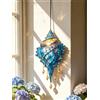 NONE Acchiappasole a conchiglia blu, ornamento acrilico da appendere stile vetro colorato, decorazione artistica da parete per finestra a tema oceano per casa e regalo