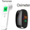 Alextrasza Termometro a infrarossi per la temperatura corporea, digitale, senza contatto, o ossimetro da dito con LED per la saturazione di ossigeno nel sangue.